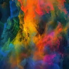 Explosion with multicolored blurred shapes and textures