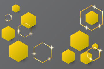 Obraz premium Luxury Golden Geometric Shape Abstract Background. Technology Banner Wallpaper. Vector