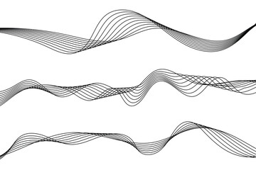 Set Wave Lines Pattern Abstract Background. Vector