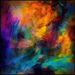 Papier Peint photo Mélange de couleurs Explosion with multicolored blurred shapes and textures