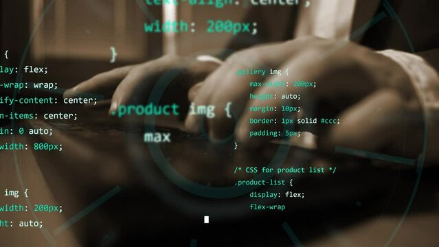 blurred human hands working on code language keyboard programming fingers writing background