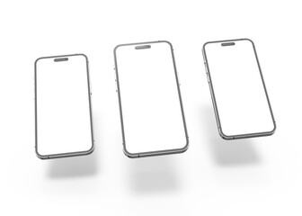 realistic mobile phone with shadow on transparent background and hiqh quality render, suitable for mobile or smartphone mockup