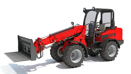 Wheel Loader 3D rendering on white background