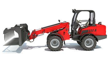 Fototapeta premium Wheel Loader 3D rendering on white background