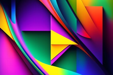  Colorful Geometric Lines in Abstract Art. Generative AI. 