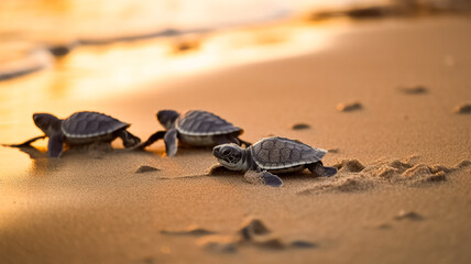Obraz premium turtle on the beach, Generative AI