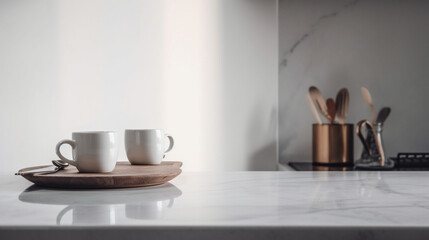 Obraz na płótnie Canvas Cup of coffee on a table Generative AI