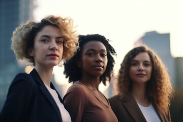 Obraz premium The Power of woman. A group of successful women in business standing together. Leadership and teamwork concept. AI Generative