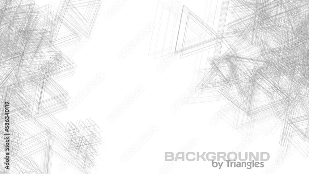 Fototapete Triangular abstraction with chaotic triangles by thin gray lines. Vector graphics
