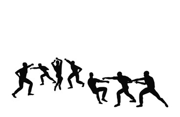 Obraz na płótnie Canvas Silhouettes of fighting male group