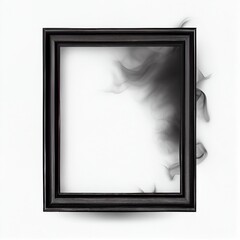 Black swirling smoke square frame isolated on white background. Black color abstract smooth flowing vapour. Ai generated geometric square frame design.
