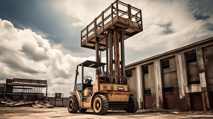 Fototapeta na wymiar Forklift in a factory Generative AI