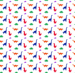 Fototapeta na wymiar Seamless pattern of different types of the dinosaurs