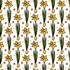 seamless pattern with yellow tulips