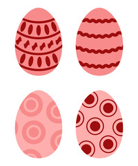 Easter pink eggs on white background