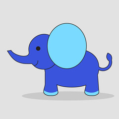 simple vector illustration blue elephant on gray