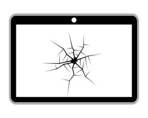 simple vector illustration broken tablet on white 