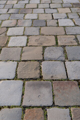 checkered sidewalk in the center of the old town