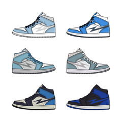 vector colorful sneakers illustration, youth basketball shoes