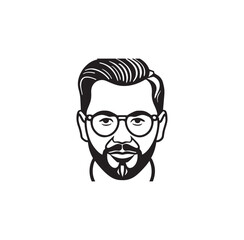 A person with glasses vector line art.