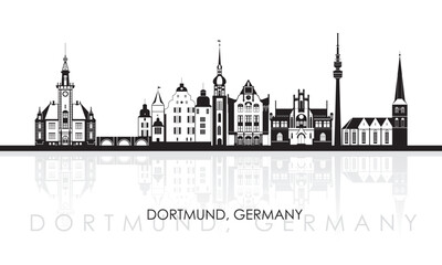 Silhouette Skyline panorama of city of Dortmund, Germany  - vector illustration