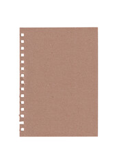high resolution brown sheet of paper torn from spiral notepad isolated on white background