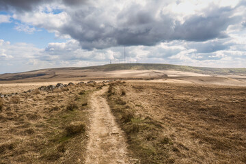 Fototapeta na wymiar Walking on the West Pennine Moors from Great Hill to White Coppice