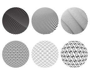 Set of sphere object. Trendy design element for tattoo, prints, template, pattern, flyers, brochures, background. Geometric shapes