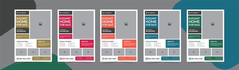 Real Estate Flyer Design Template. Modern Design. Multi Color Option. Fully Editable Vector. Print Ready.