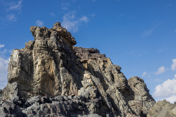 Fototapeta premium Pena Horadada beach with giant rocks, Fuerteventura