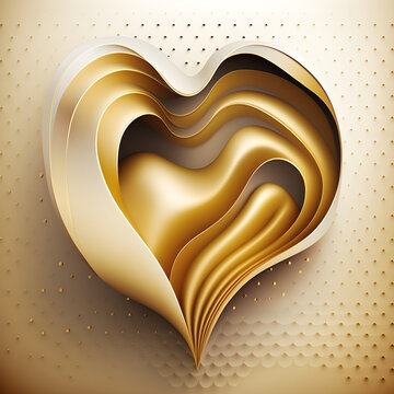 3D gold heart with halftone colorful background. The heart with realistic texture and details. Original design banners, posters concept. Generative AI