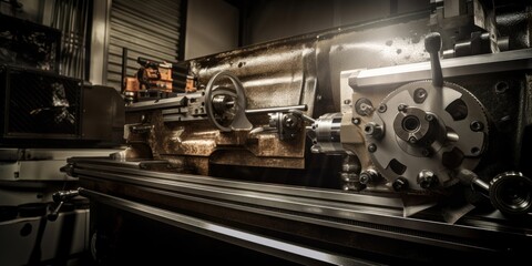Fototapeta na wymiar machinery and industrial manufacturing background, generative ai