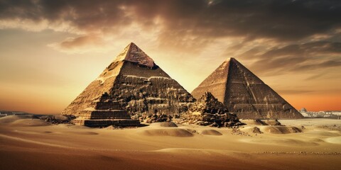 Fototapeta na wymiar Egyptian pyramids landscape, generative, ai