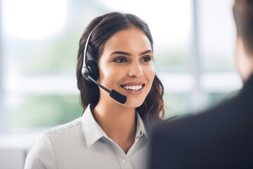 portrait of a smiling customer service agent