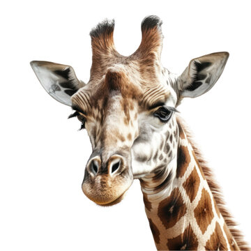 Cute giraffe isolated on transparent background. Generative AI