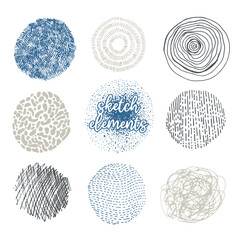 set of hand-drawn circles, elements for design, vector. scribble shapes. concepts for graphic and web design. Eco labels