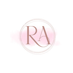 initials RA or AR R A letter mark abstract monogram vector logo template. Beauty monogram and elegant logo design of initial RA, wedding, fashion, floral and botanical with creative template.