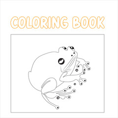 Frog vector coloring book for kids. icon, image, photo, art and illustration coloring page for childrens ..