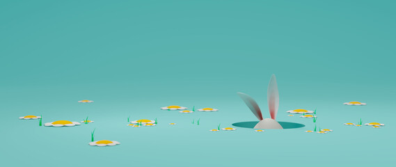 Easter Turquoise background egg-bunny