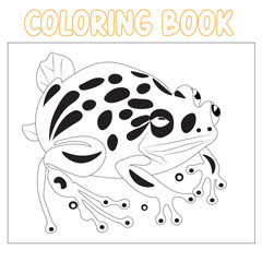 Frog vector coloring book for kids. icon, image, photo, art and illustration coloring page for childrens ..
