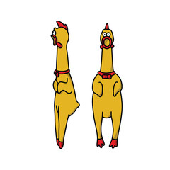rubber chicken toy doodle icon, vector color line illustration