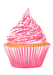 Pink cupcake marker illustration on transparent background