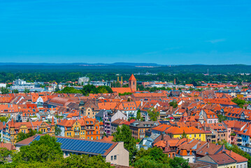 Panorama view of German town Nürnberg from Kaiserburg castle