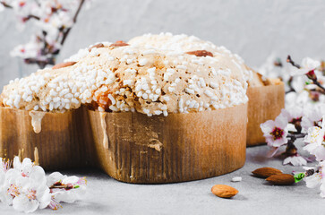 Colomba, Italian Easter Dove Cake on Bright Background