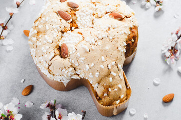 Colomba, Italian Easter Dove Cake on Bright Background