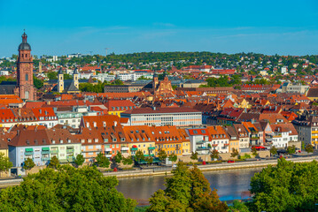 Aerial view of German town Würzburg