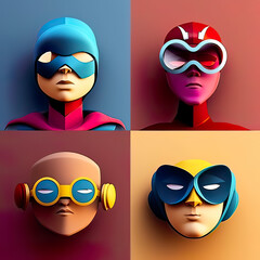 Diversity in superhero. cartoon avatar. Generative ai