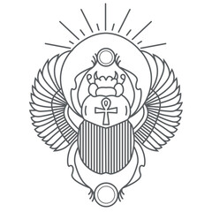 Egyptian Scarab Beetle Art sign vector