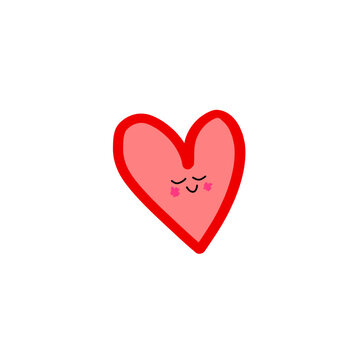 red heart with smiling face isolated on a transparent background