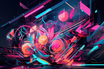 bright abstract illustration, different geometric shapes in each other, perfect as background image created with Generative AI technology